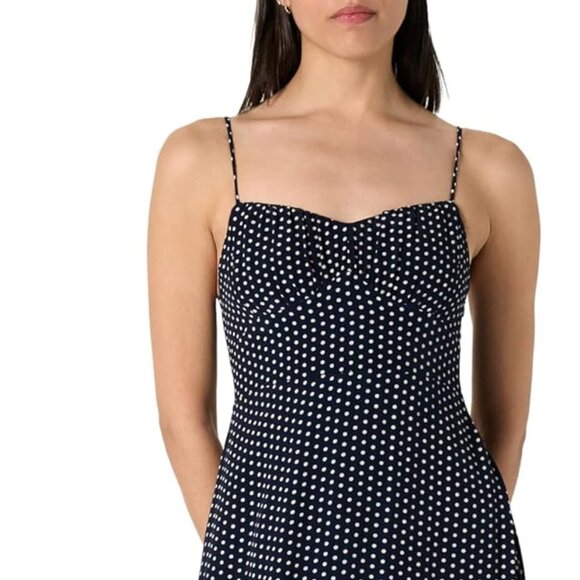 NWT The Drop Women’s Linea Spaghetti Strap Maxi Dress w/ Front Slit, Navy Polk - Picture 2 of 5